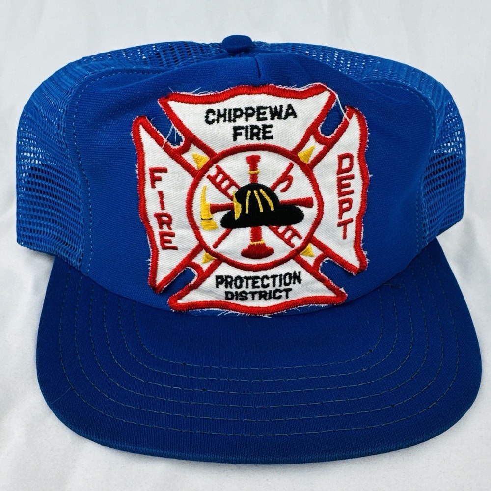 Vintage 80s Chippewa Fire District Trucker Hat The Winner USA Made Firefighter